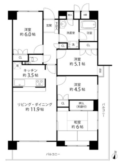 【間取り】 | クエスト山手台 | ファミリーにおすすめ！4LDKの間取り！