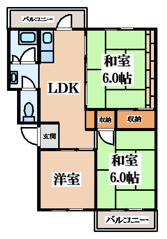 【間取り】 | 晴美台B団地