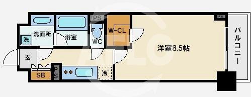 エスリード長堀タワーの間取り|ウォークインクローゼットタイプ
