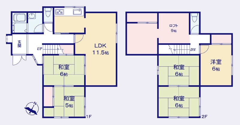 【中古戸建】熊谷市上須戸の間取り|■間取り図｜敷地面積：173.27㎡（約52.41坪）建物面積：125.20㎡（約37.87坪）