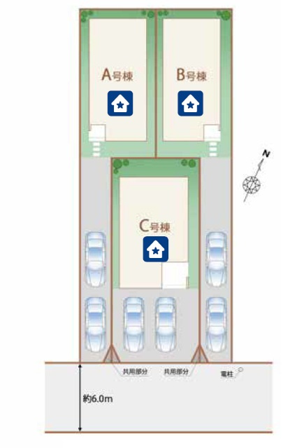 瑞穂町箱根ヶ崎西松原　全３棟の区画図