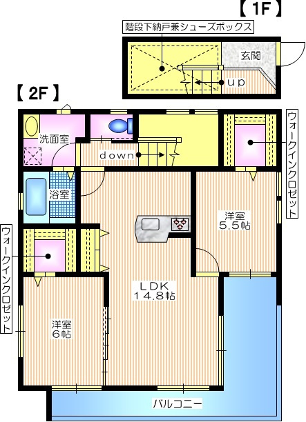 シチリエの間取り|２Ｆ角部屋２面採光　気楽な１フロア１住戸