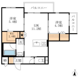 西宮市高木東町の賃貸マンションの間取り