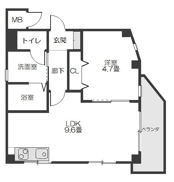 神戸市灘区鹿ノ下通３丁目の賃貸マンションの間取り