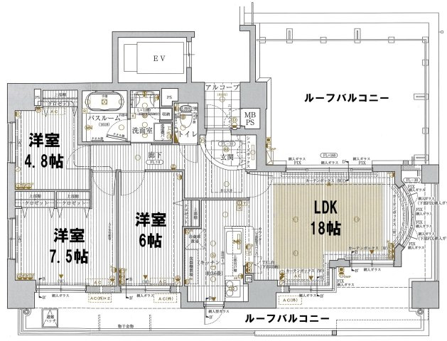 西宮市甲子園口４丁目の賃貸マンションの間取り