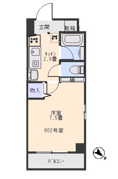 神戸市灘区城内通４丁目の賃貸マンションの間取り