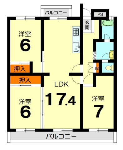 【間取り】 | 境谷西第2住宅団地 4棟 | 専有面積80.04㎡