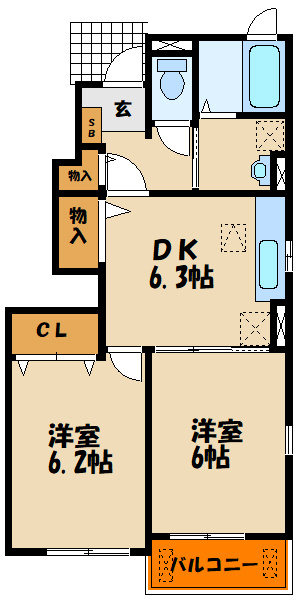 コスモグレイスＢの間取り