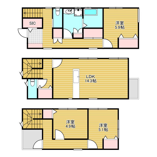 美園町戸建の間取り