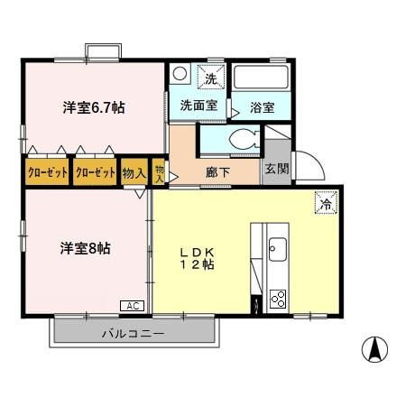 ロイヤルガーデン砺波Ⅱ　Ａの間取り