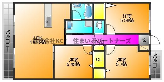 八女郡広川町大字一條の賃貸マンションの間取り