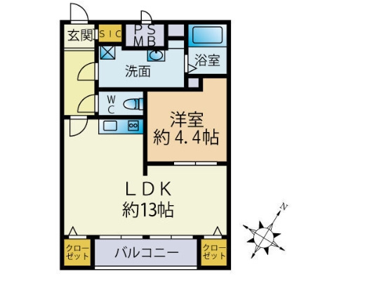 蓮葉マンションの間取り|使いやすい間取りです。