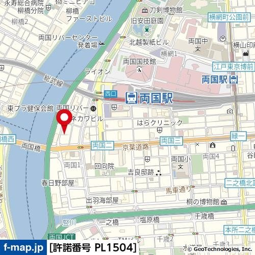 墨田区両国１丁目の賃貸マンションの地図