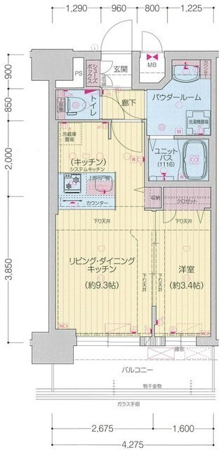 プレサンス太閤通駅前デュプルの間取り|※反転タイプとなります