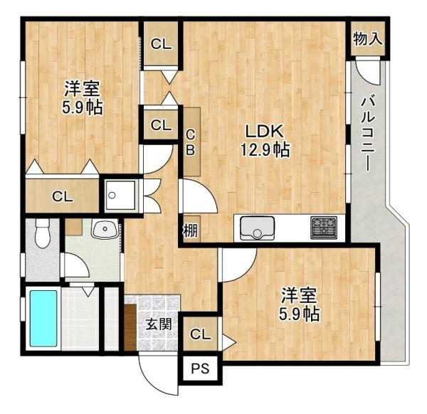 藤阪ハイツ Ｄ４棟　中古 マンションの間取り