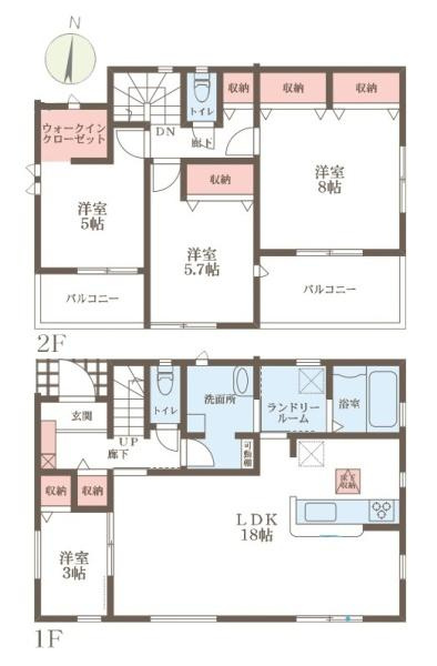 リーブルガーデン東登美ケ丘 １号棟 ／新築一戸建の間取り
