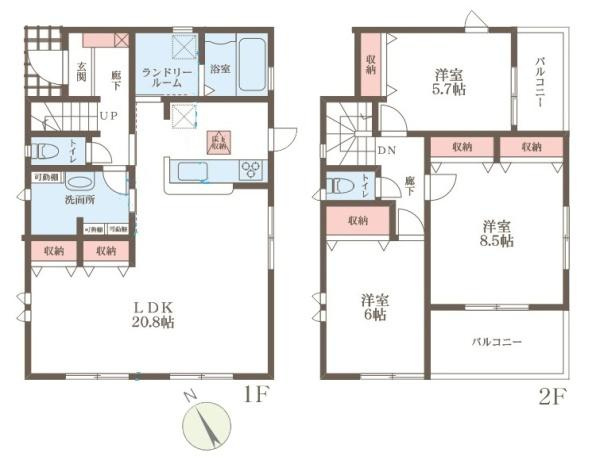 リーブルガーデン東登美ケ丘 ２号棟 ／新築一戸建の間取り