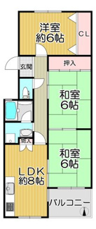 【間取り】 | ジークレフ大庄２号棟 | お二人様からファミリー様にもおすすめの３LDKの間取りです♪南向きバルコニーで陽当たり良好です！！