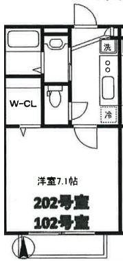 川崎市多摩区中野島６丁目のアパートの間取り