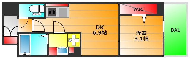 ミラージュパレス難波クルヴァの間取り|偶数階と奇数階で色が違います