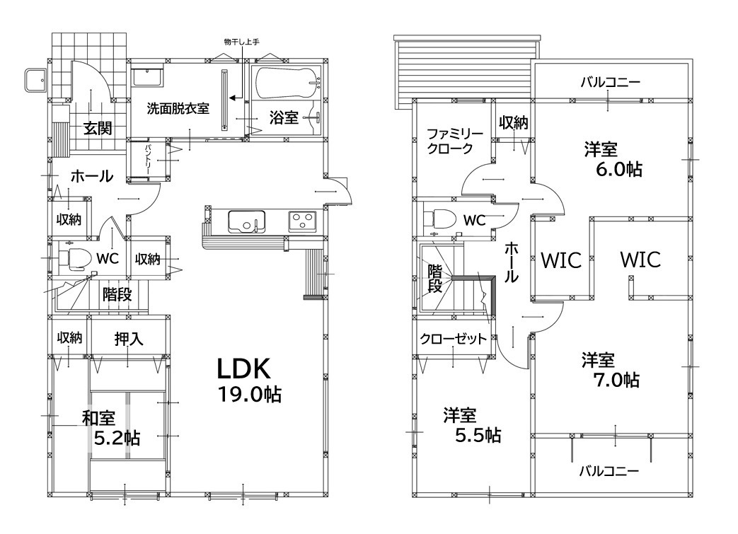中間市長津2丁目1期5号棟の間取り