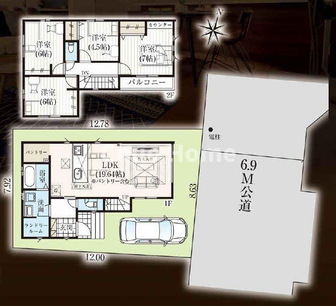 江戸川区東小岩3丁目新築分譲住宅の間取り|4LDK・パントリー・ランドリールーム・カースペース
