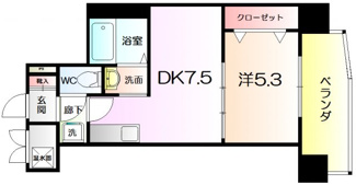 【間取り】 | ＫＭレジデンス堺東駅前 | １ＤＫ