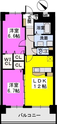 シャトーポルターダ博多南の間取り