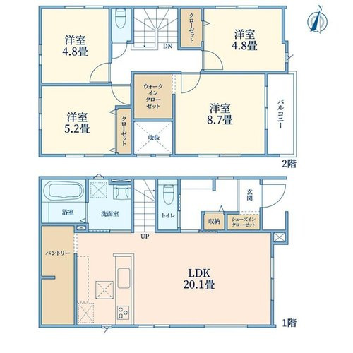 【LIGARE】東村山市富士見町６期の間取り|〇 本物件の間取・平面図(１号棟)です〇　敷地面積:112.42㎡　建物面積:101.88㎡　