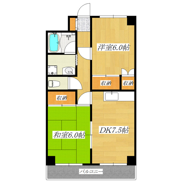 ビューハイツの間取り|角部屋収納付きの使い易い間取りです♪