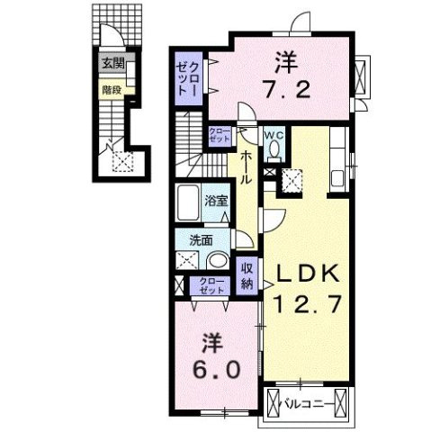 【間取り】 | ソレイユＫ枝松Ｂ