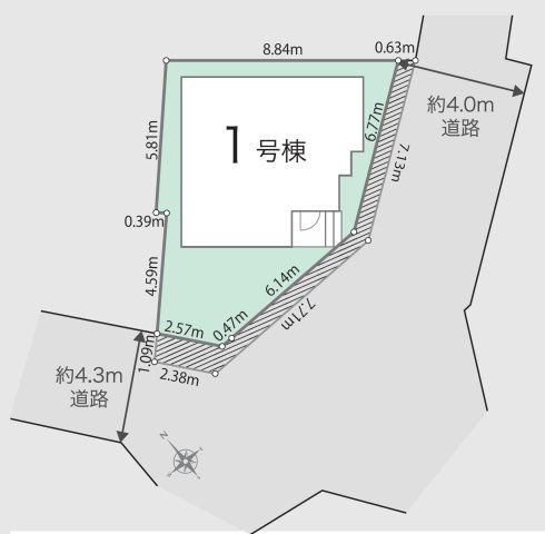 東村山市諏訪町2丁目・全1棟　新築一戸建の区画図|陽当たり・通風良好な解放感ある南東×南西角地！