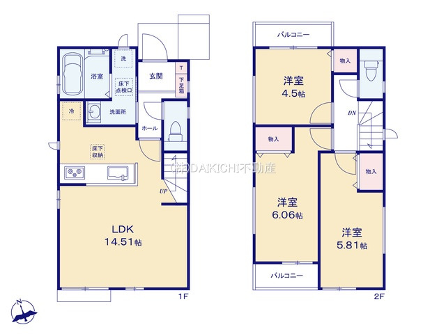 【間取り】 | 鶴ヶ島市鶴ヶ丘　ハートフルタウン　新築戸建　全1棟　A号棟