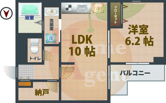 【間取り】 | フォルテ中野坂上 | 1LDKのお部屋です。