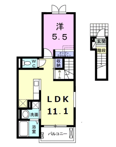 稲城市押立のアパートの間取り