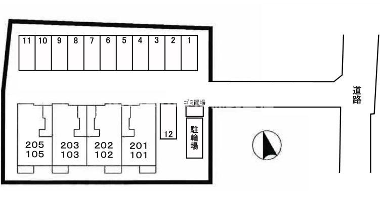 丹波篠山市野中のアパートの区画図