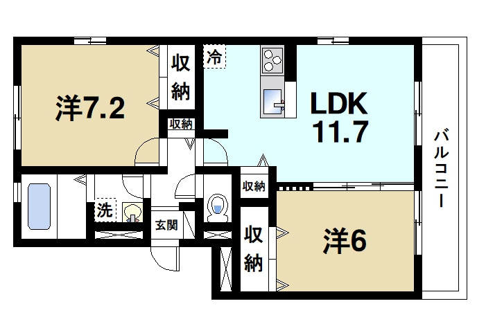 リザイア　Ａ棟の間取り|風通しが良い快適な間取りです