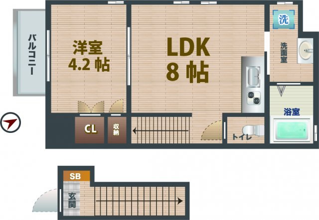 【間取り】 | パイン　フォレスト | 1LDKのお部屋です。