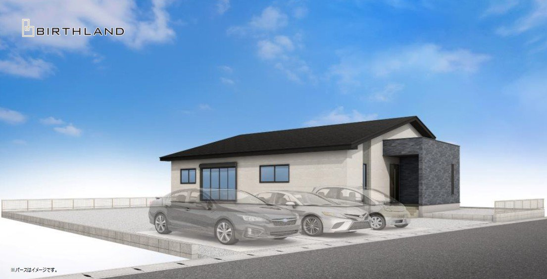 新築戸建・新築建売　伊勢崎市境1期　境小学校・境南中学校の外観パース|1号棟　完成予想図です