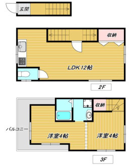 原田通連棟貸家の間取り
