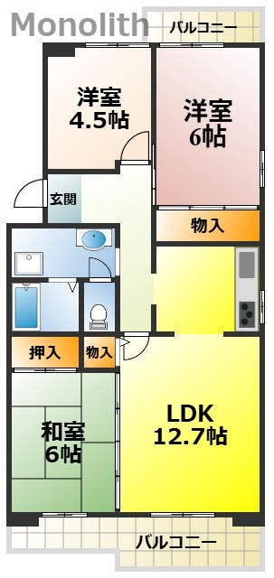 フレール助松100号棟の間取り
