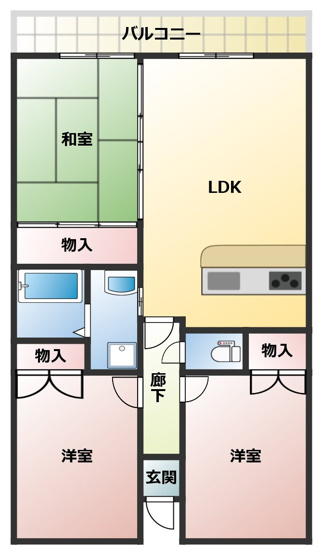 【間取り】 | レジデンス河南 | 3LDKのお部屋です