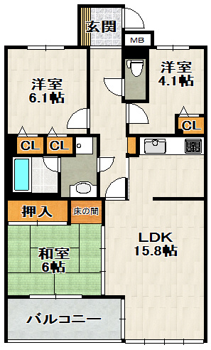 宝塚ガーデンヴィレッジD棟の間取り