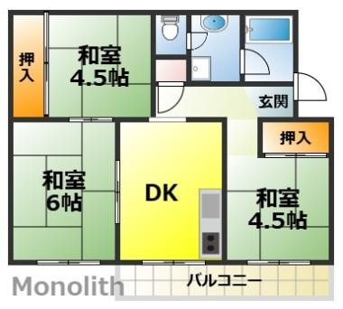 鶴山台34号棟の間取り