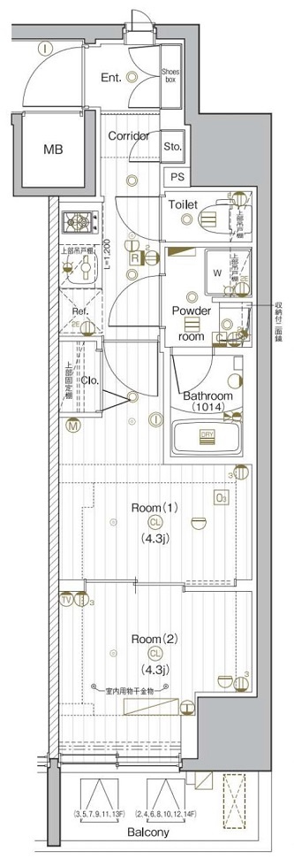 PREMIUM CUBE G 後楽園の間取り