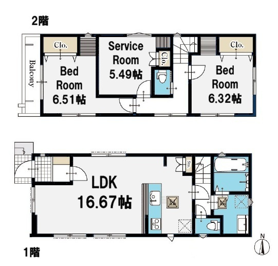 杉並区井草1丁目　駅徒歩4分　低層エリアの限定4区画の参考プラン|1号地　2LDK+S+パントリー　敷地面積 80.95ｍ2　建物面積 80.94ｍ2　土地価格7360万円　建物価格1320万円