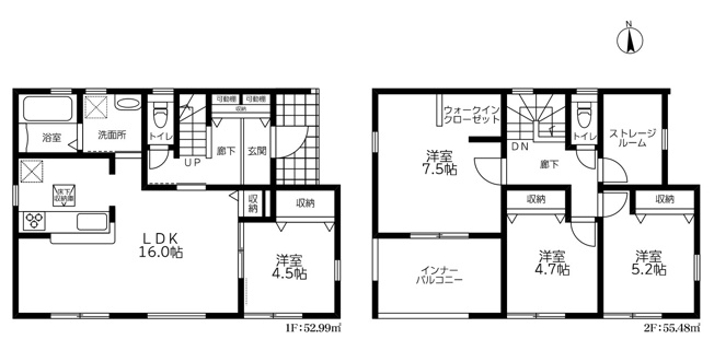 【間取り】 | 幸手西　Livele Fine　新築戸建　全3棟　1号棟