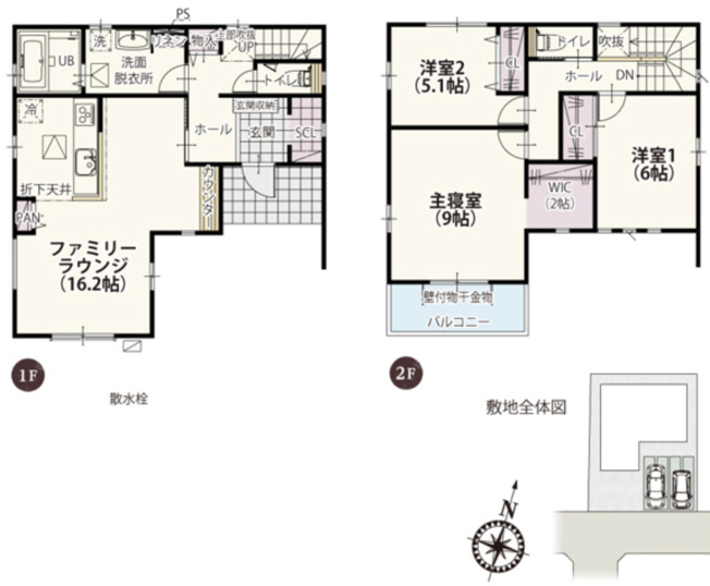 【間取り】 | 幸手市中第１期　ワイウッドコート　新築戸建　全3棟　1号棟