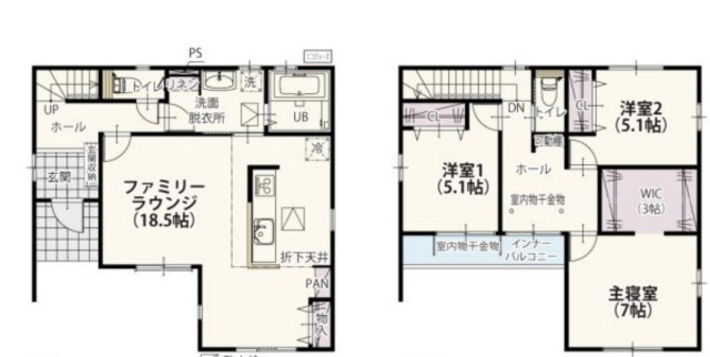 【間取り】 | 幸手市中第１期　ワイウッドコート　新築戸建　全3棟　2号棟