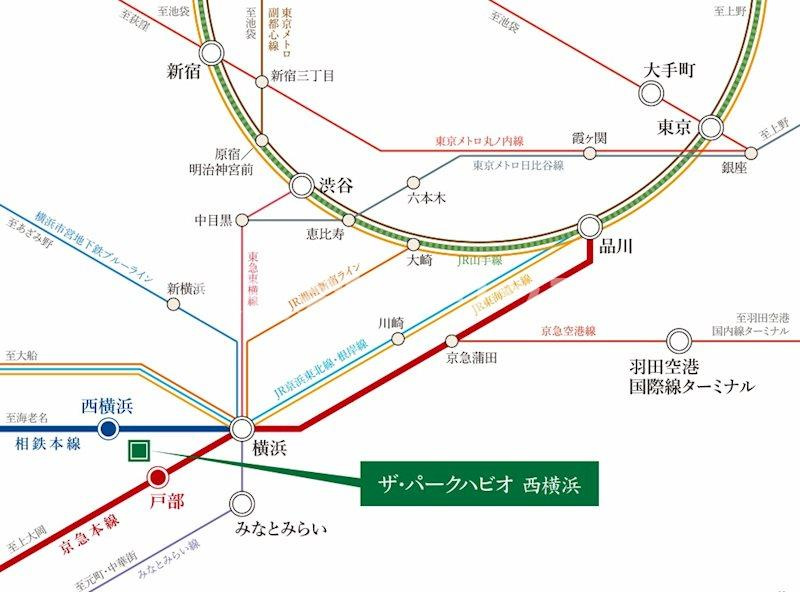 横浜市西区中央２丁目の賃貸マンションの地図|路線図
